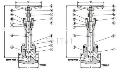 Materials of Cryogenic Globe Valves, Forged steel, Class 800Lb