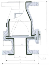 H44J/FS-6/10旋启式衬氟止回阀、衬氟止回阀结构图