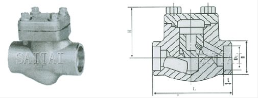 H61H、H61Y型　PN800Lb 承插焊锻钢止回阀外形尺寸图